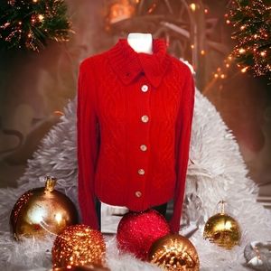 Sundance Women's Red Cashmere Cable Knit Sweater Long Sleeve Size M